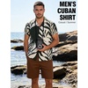 JEMITOP Mens Casual Cuban Collar Hawaiian Shirts(Dark Green)