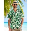 JEMITOP Mens Casual Cuban Collar Hawaiian Shirts(Green)