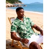 JEMITOP Mens Casual Cuban Collar Hawaiian Shirts(Green)
