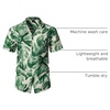 JEMITOP Mens Casual Cuban Collar Hawaiian Shirts(Green)
