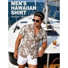 JEMITOP Mens Casual Cuban Collar Hawaiian Shirts(Khaki)