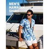 JEMITOP Mens Casual Cuban Collar Hawaiian Shirts(Light Blue)