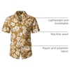 JEMITOP Mens Casual Cuban Collar Hawaiian Shirts(Mustard Yellow)