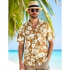 JEMITOP Mens Casual Cuban Collar Hawaiian Shirts(Mustard Yellow)