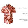 JEMITOP Mens Casual Cuban Collar Hawaiian Shirts(Orange)