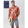 JEMITOP Mens Casual Cuban Collar Hawaiian Shirts(Orange)