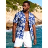 JEMITOP Mens Casual Cuban Collar Hawaiian Shirts(Royal Blue)