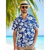 JEMITOP Mens Casual Cuban Collar Hawaiian Shirts(Royal Blue)