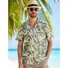 JEMITOP Mens Casual Cuban Collar Hawaiian Shirts(Sage Green)