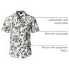 JEMITOP Mens Casual Cuban Collar Hawaiian Shirts(White)