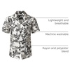 JEMITOP Mens Casual Cuban Collar Hawaiian Shirts(White Leaves)
