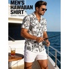 JEMITOP Mens Casual Cuban Collar Hawaiian Shirts(White Leaves)