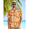 JEMITOP Mens Casual Cuban Collar Hawaiian Shirts(Yellow)
