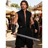 JEMITOP Mens Renaissance Viking Knight Costume Robe Without Belt(Black)
