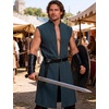 JEMITOP Mens Renaissance Viking Knight Costume Robe Without Belt(Navy Blue)