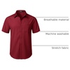 JEMITOP Mens Stretch Wrinkle Free Texture Shirts(Burgundy)