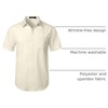 JEMITOP Mens Stretch Wrinkle Free Texture Shirts(Cream White)