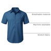 JEMITOP Mens Stretch Wrinkle Free Texture Shirts(Dark Blue)
