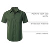 JEMITOP Mens Stretch Wrinkle Free Texture Shirts(Dark Green)