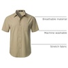 JEMITOP Mens Stretch Wrinkle Free Texture Shirts(Khaki)