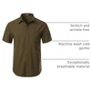 JEMITOP Mens Stretch Wrinkle Free Texture Shirts(Olive Green)