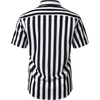 JEMITOP Mens Stretch Wrinkle Free Texture Shirts(White Black Striped)