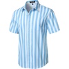 JEMITOP Mens Stretch Wrinkle Free Texture Shirts(White Blue Striped)
