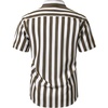 JEMITOP Mens Stretch Wrinkle Free Texture Shirts(White Brown Striped)