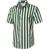 JEMITOP Mens Stretch Wrinkle Free Texture Shirts(White Green Striped)