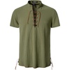 JEMITOP Mens Vintage Short Sleeve Renaissance Shirt(Army Green)