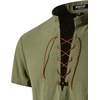 JEMITOP Mens Vintage Short Sleeve Renaissance Shirt(Army Green)