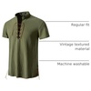 JEMITOP Mens Vintage Short Sleeve Renaissance Shirt(Army Green)