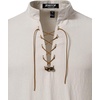 JEMITOP Mens Vintage Short Sleeve Renaissance Shirt(Beige)