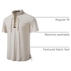 JEMITOP Mens Vintage Short Sleeve Renaissance Shirt(Beige)
