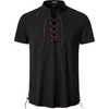 JEMITOP Mens Vintage Short Sleeve Renaissance Shirt(Black-b)