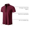 JEMITOP Mens Vintage Short Sleeve Renaissance Shirt(Burgundy)