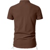 JEMITOP Mens Vintage Short Sleeve Renaissance Shirt(Dark Brown)