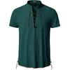 JEMITOP Mens Vintage Short Sleeve Renaissance Shirt(Dark Green)