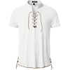 JEMITOP Mens Vintage Short Sleeve Renaissance Shirt(Ivory White)