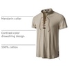 JEMITOP Mens Vintage Short Sleeve Renaissance Shirt(Khaki-b)