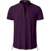 JEMITOP Mens Vintage Short Sleeve Renaissance Shirt(Purple)