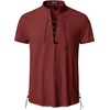 JEMITOP Mens Vintage Short Sleeve Renaissance Shirt(Rust Red)