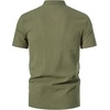 JEMITOP Mens Vintage Short Sleeve Renaissance Shirt(Solid Army Green)