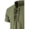 JEMITOP Mens Vintage Short Sleeve Renaissance Shirt(Solid Army Green)