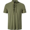 JEMITOP Mens Vintage Short Sleeve Renaissance Shirt(Solid Army Green)