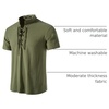 JEMITOP Mens Vintage Short Sleeve Renaissance Shirt(Solid Army Green)