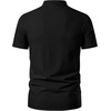 JEMITOP Mens Vintage Short Sleeve Renaissance Shirt(Solid Black)