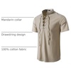 JEMITOP Mens Vintage Short Sleeve Renaissance Shirt(Solid Khaki)