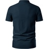 JEMITOP Mens Vintage Short Sleeve Renaissance Shirt(Solid Navy Blue)