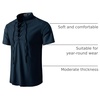 JEMITOP Mens Vintage Short Sleeve Renaissance Shirt(Solid Navy Blue)